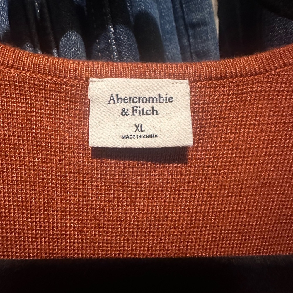 Abercrombie & Fitch Men's Burnt Orange Crewneck Sweater